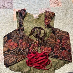 DITD Floral Corset Top with Lace-Up Detail